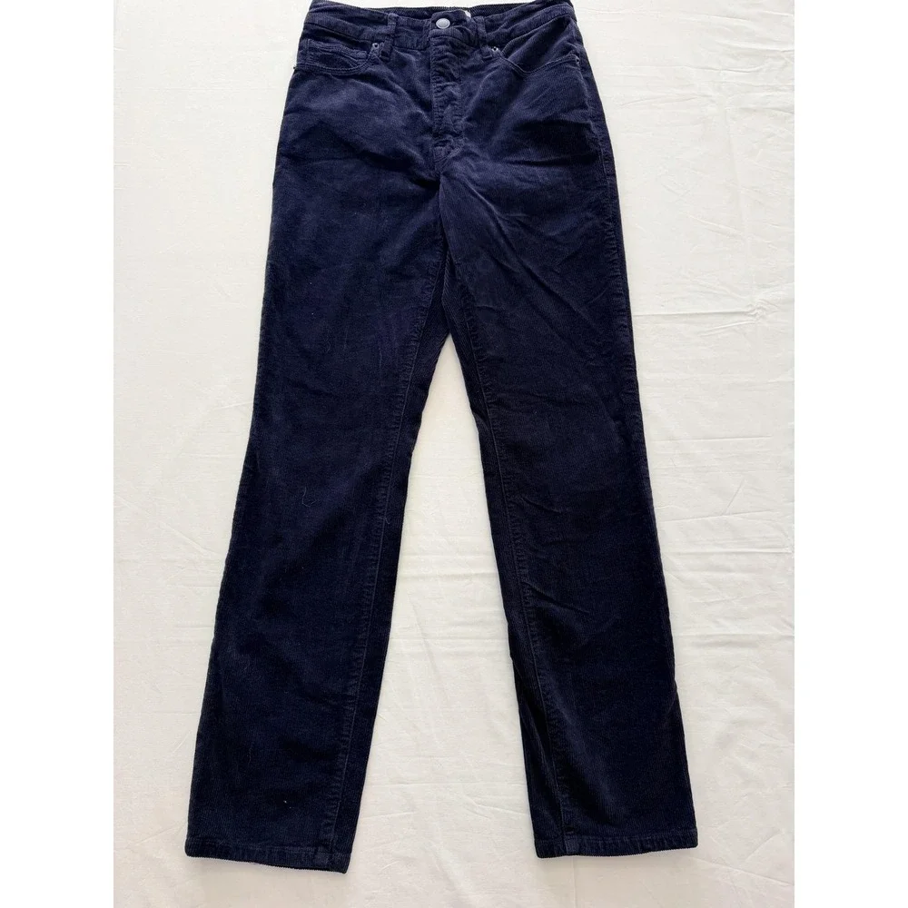 Good American Corduroy Pants Womens 4/27‎ Blue Good Classic Straight Leg Stretch